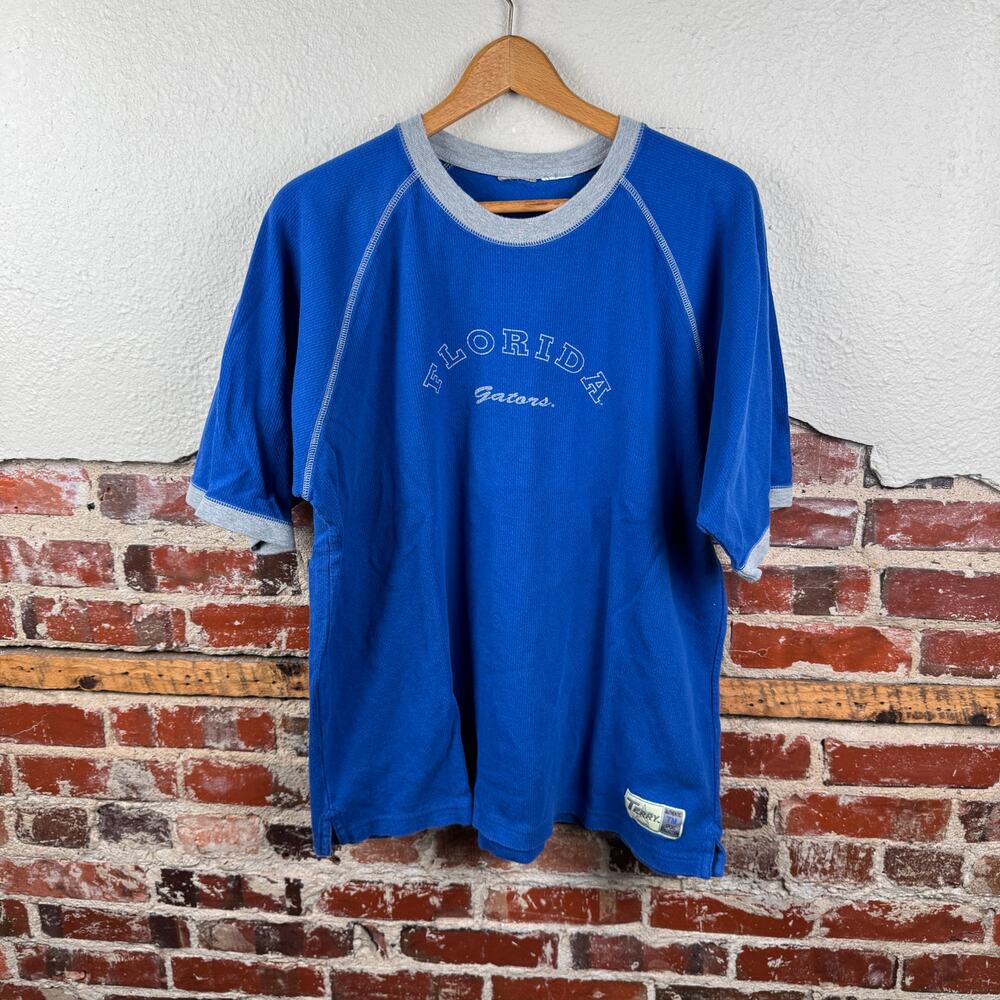 Vintage Florida Gators Shirt Size XL Blue Short Sleeve Ringer Spellout NCAA Y2K